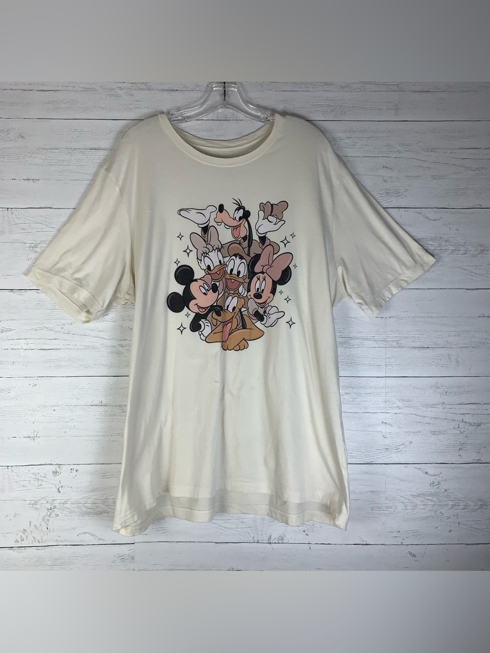 Disney Mickey Mouse & Friends T-Shirt Adult XXL Cream Retro Graphic Tee
